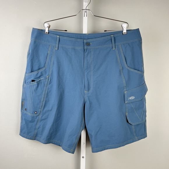 Aftco Blue Stealth Fishing Shorts Mens Size 42‎ Cargo Pockets Outdoor - Picture 1 of 6